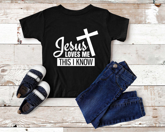 JESUS Loves me This I know Black T-shirt